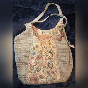 Sakroots Roma Shopper Bag Light Grey Large Floral Print